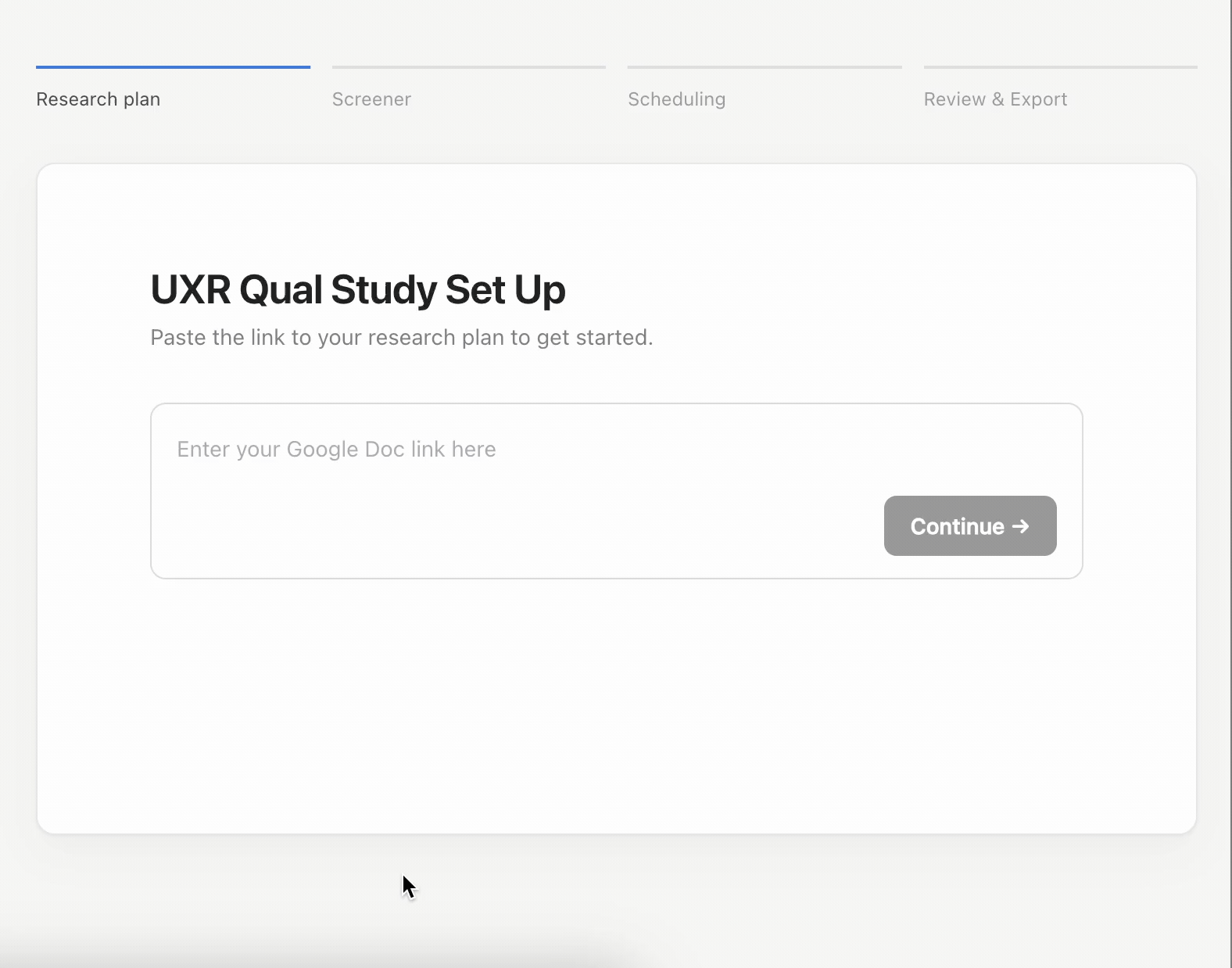 Demo of the Qual Research Setup Tool generating a study schedule and participant screener