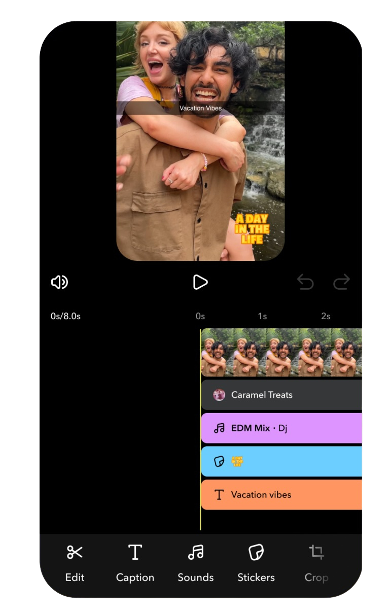 Snapchat Timeline Editor tool screen